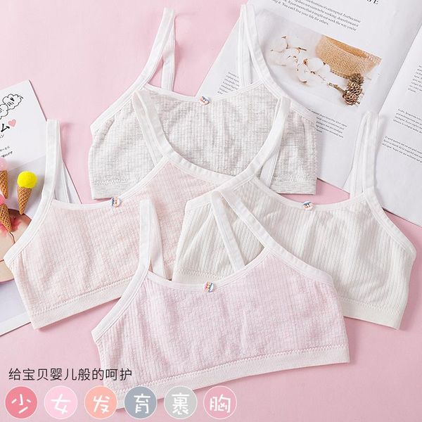 

bras student underwear female summer thread development girl vest cotton close fitting suspender bra, Red;black