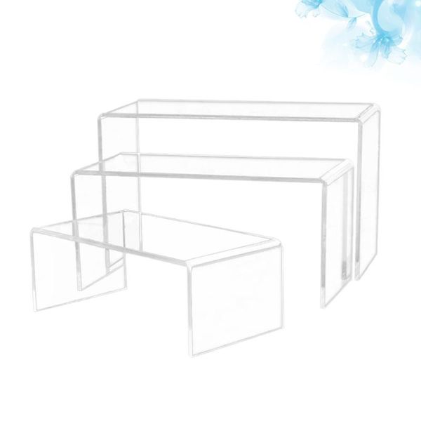 

hooks & rails 3 pcs u shaped acrylic storage rack clear shelf display stand deskorganizer holder for model bag shoes - size