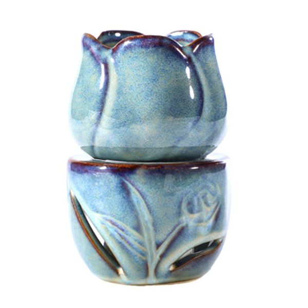 

fragrance lamps furnace candle lamp decoration bedroom essential oil incense burner tulip ceramic