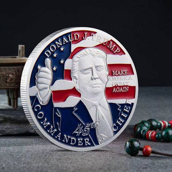 

20pcs non magnetic crafts american 45th president donald trump coin us white house the statue of liberty silver plated replica badge collect