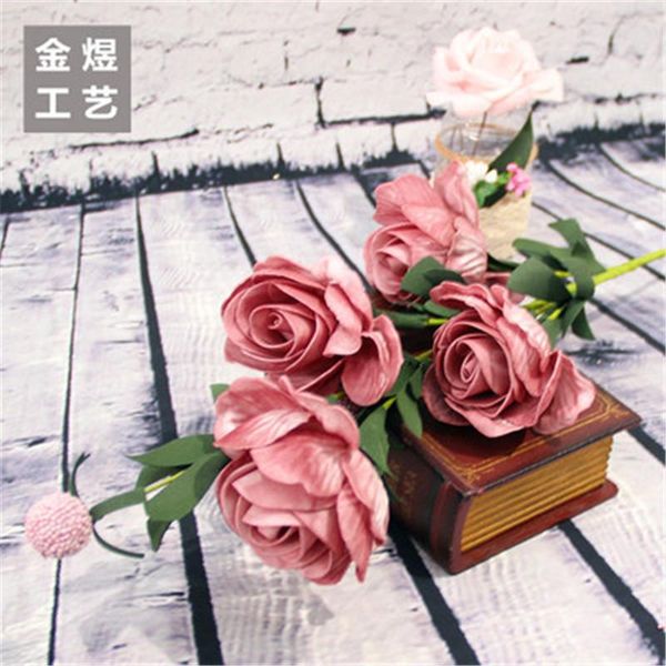 

decorative flowers & wreaths 1pc 8cm 4 rose heads silk roses artificial flower fake plants diy wedding home christmas decor gift bride bouqu
