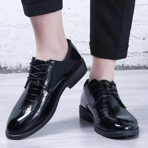 

dress shoes men leather cowhide 2022 comfortable low-breathable casual formal shoe chaussure homme, Black