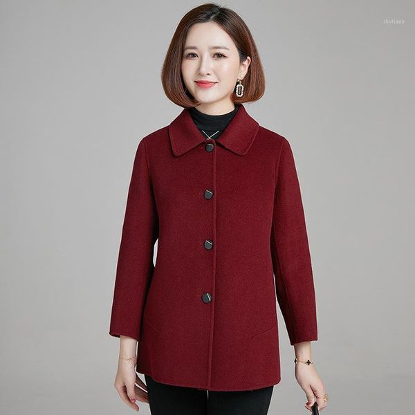 

women's wool & blends mother's woolen coat middle long autumn winter 2021 slim 724-2602, Black