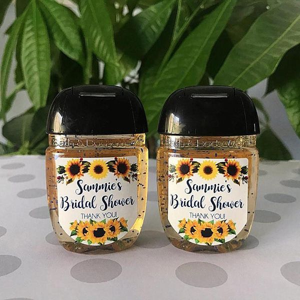 

wall stickers personalized wedding favors, hand sanitizer labels, bridal shower bachelorette party engagement favors