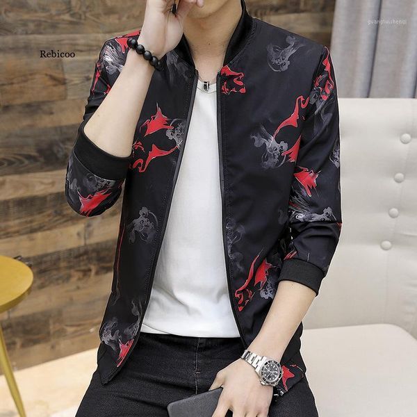 

men's jackets spring and autumn bomber jacket zipper casual street style hip-hop slim-fit, Black;brown