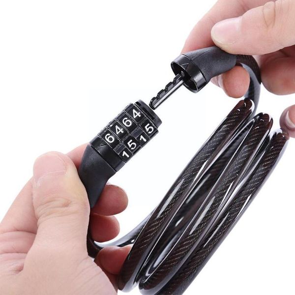 

bike locks 4 digit code lock combination mountain anti-theft steel accessories 1100mm cable * bicycle 7 cycling o8g6