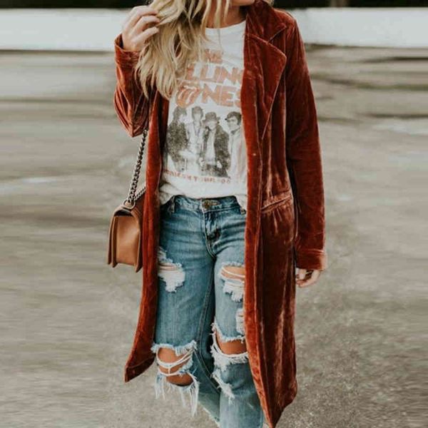 

women's cape women vintage solid warm velvet trench coats elegant turn-down collar single button long cardigans winter female pock, Black