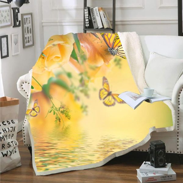 

blankets fashion color rose print with velvet blanket soft warm bedspread for children and adults sofa thick