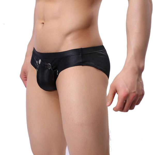 

fun underwear u convex patent leather briefs men's oem, Black;white