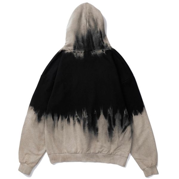 

tie dyed vintage style hoodie sweatshirt mens hip hop harajuku pullover hoodies streetwear casual fashion clothes hipster lj201222, Black