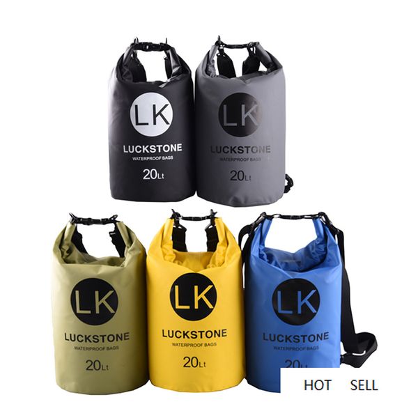 

500d pvc waterproof rafting bag dry 5 colors outdoor swimming kayaking storage drifting bag 5l 10l 20l