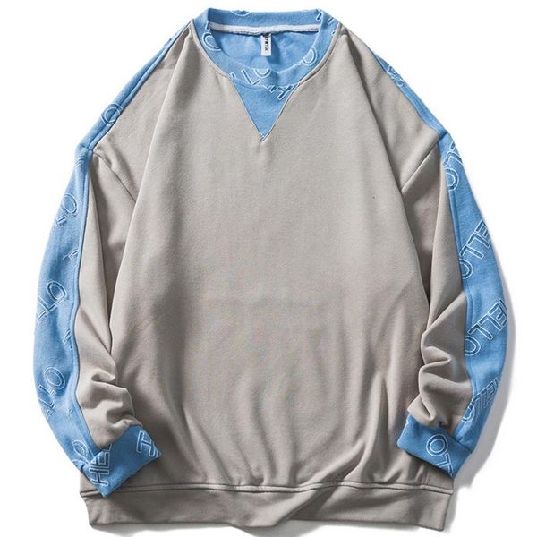 

men's hoodies & sweatshirts men sweatshirt creative personality cutting round neck jacket back printing lounge wear for color matchin, Black