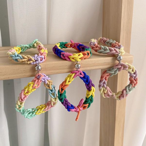 

charm bracelets 2pcs magnetic hair rope braided bracelet rainbow couple for lover friend men women flexible, Golden;silver