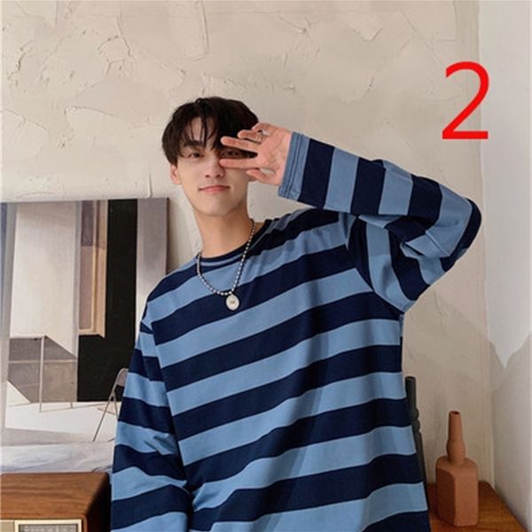 

New 2021 Korean Slim Youth Wild Pure Color Bottoming Shirt Round Neck Long Sleeve T-shirt Male Autumn Thin 2FN0, White;black