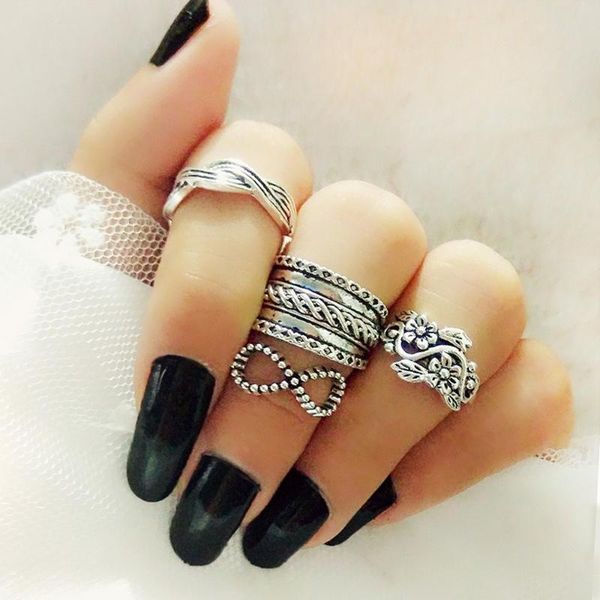 

cluster rings 4pcs/set vintage ring set man stainless steel personality gothic mens for women jewelry wholesale cross unisex, Golden;silver