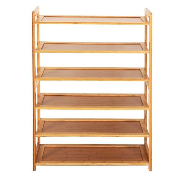 

clothing & wardrobe storage 6-layer rectangle concise bamboo shoe rack closet cabinet space-saving organizer shelf stand holder home dorm do