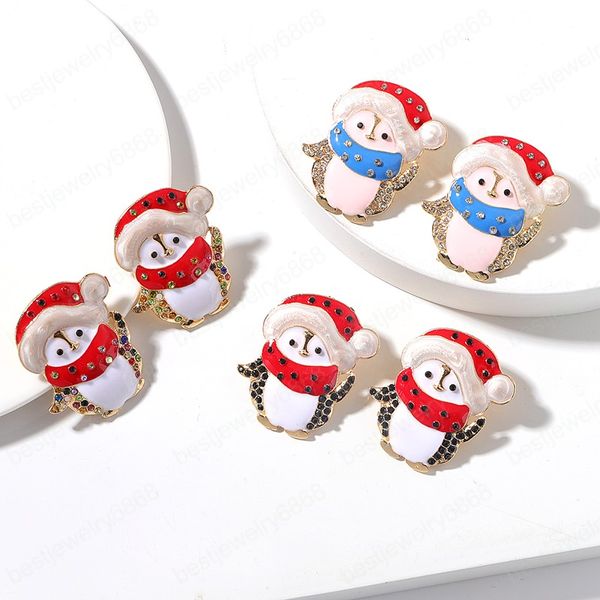 Boneco de neve brincos mulheres festivas sparkly strass brincos brincos de natal jóias alegria