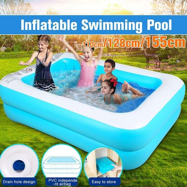 

pool & accessories 110/128/155cm rectangular inflatable swimming thicken pvc paddling bathing tub outdoor summer for kids