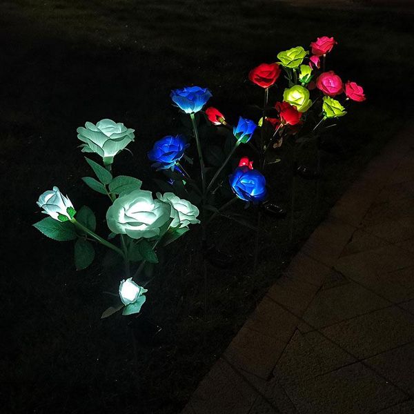

solar lamps rose lamp outdoor villa garden courtyard decoration led simulation lantern.
