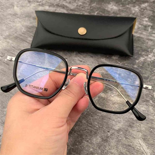 

80% off store online crosin eyeglass frame square ultra light pure titanium elastic leg men's and women's flat myopia spectacle, White;black