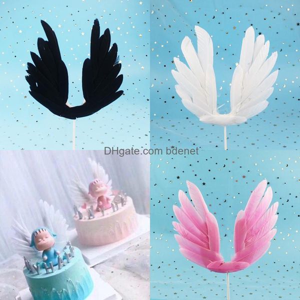 Decoração de festa Feathers Craft Supplies for Wedding BdenEnet Yiwu Angel Wings Aniversário Bolo Inserir Plug-in Plug-In Dispatch Jllmbh