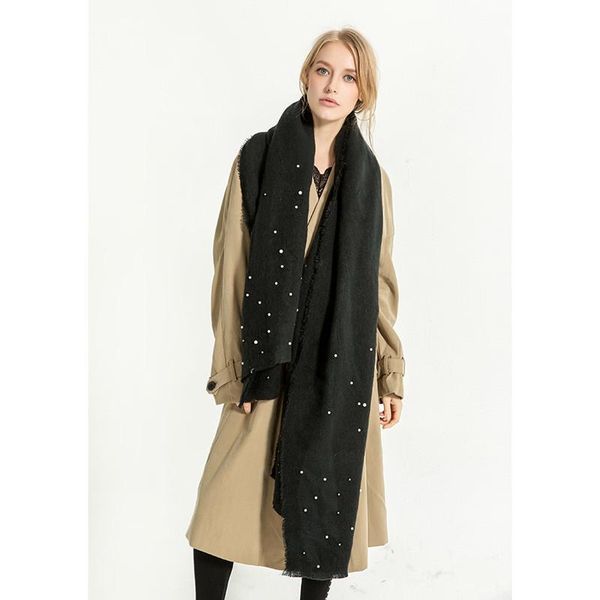 

scarves fashion winter solid pearl scarf for women/lady warm wool pashmina shawls dress cashmere female wraps capes, Blue;gray