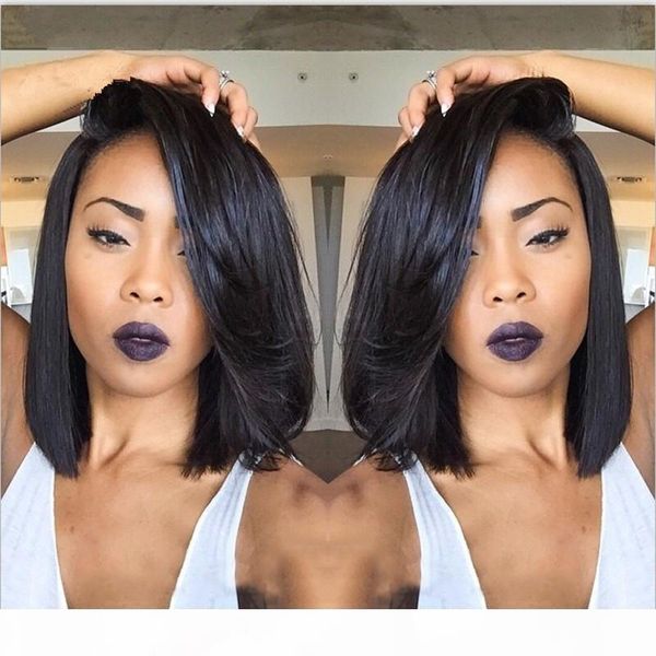 

selling brazilian 9a bob cut wigs human hair bob full lace wig for black women full culticle short bob full lace wig, Black;brown