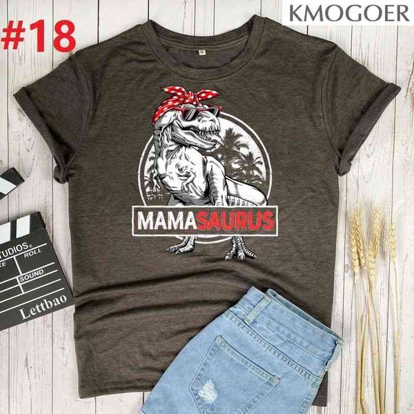 

mamasaurus t rex dinosaur print t-shirts summer graphic tee aesthetic shirts for women casual short sleeve ladies, White