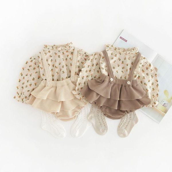 

clothing sets baby girl overall shirt set strap outfits clothes set(no sock), White