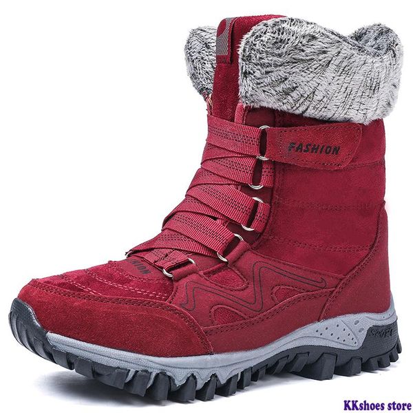 

boots women winter snow shoes warm fur female cotton high ankle wear-resistant slip botas de mujer, Black