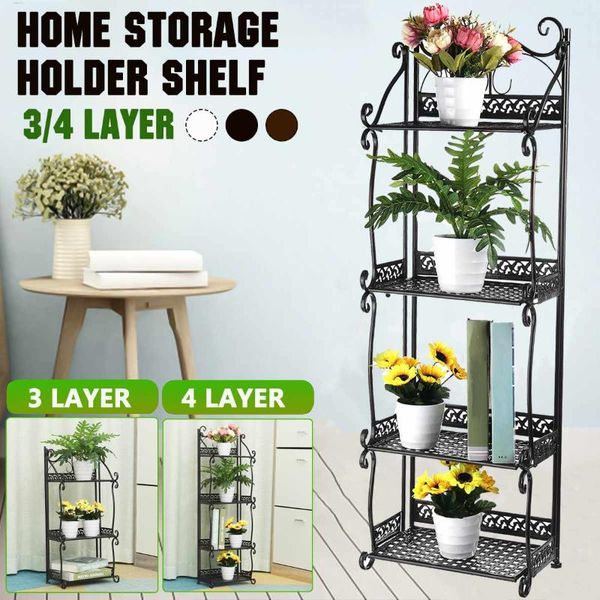 

hooks & rails 3/4 layer bathroom kitchen storage shelf display stand shelves flower pot shoes rack book holder organizer home decor