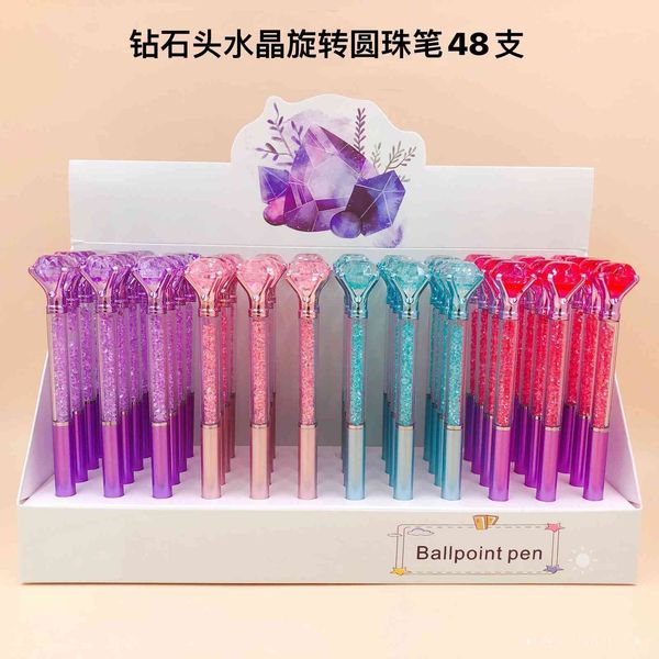 

creative korean ball point pen head bead rotating 48 piec in a box, Blue;orange