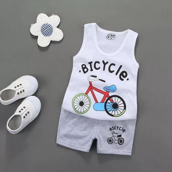 

zi ning summer child cotton 2pcs sets sports children lovely suit boys fashion childrens clothes kids, White