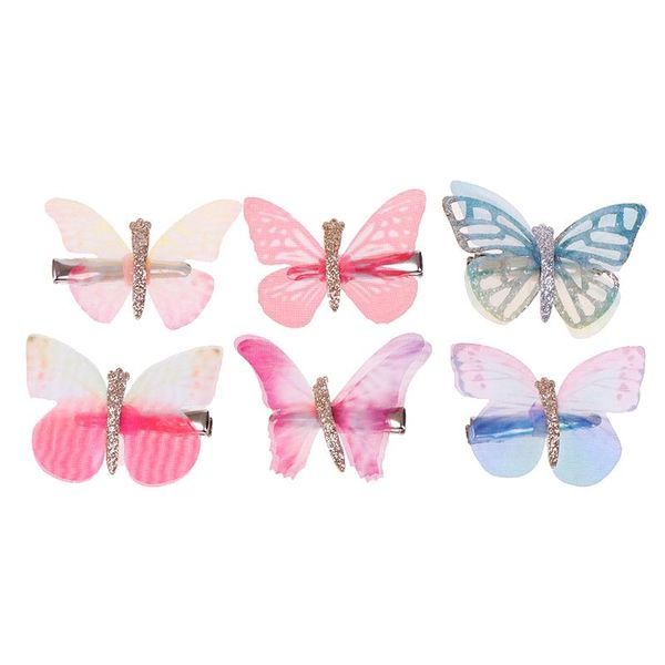 

2pcs/set butterfly hair clips girl beautiful colorful simulation butterfly sweet hair ornament headband hairpin accessories, Slivery;white