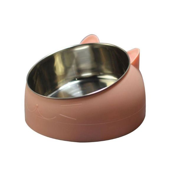 

cute cat and dog bowl protection cervical vertebra 15 degree oblique mouth pet stainless steel bowls