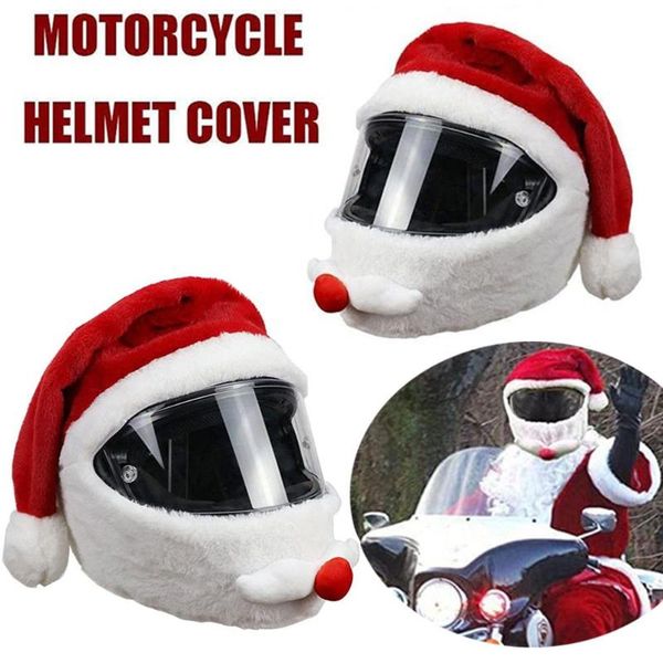 Motosiklet Kaskları 1 ADET Kask Kapak Şapka Noel Kap Yaratıcı Hediye Için Noel Baba Motosiklet Çılgın Komik Kafa Açık Kostüm