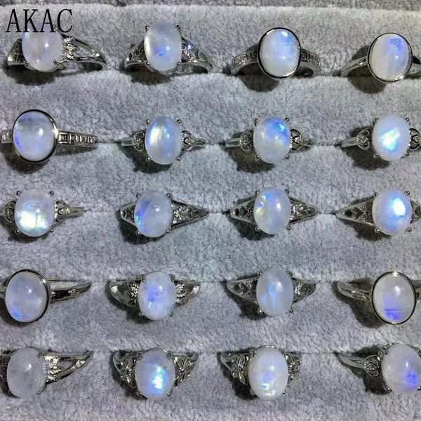 

cluster rings 3rings/set approx8*10mm akac natural rainbow moonstone adjustable ring send randomly wholesale, Golden;silver