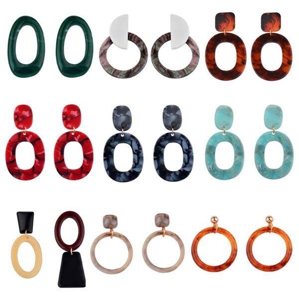 

dangle & chandelier leeker retro hollow circle acrylic red blue white hoop earrings for women simple drop dangler party jewelry 186 k2, Silver