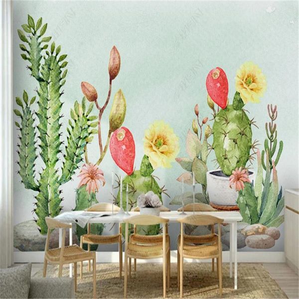 

wallpapers nordic hand painted cactus mural tropical plant wallpaper for living room tv background wall paper home decor painting