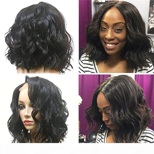 

short brazilian wet and wavy human hair wigs brazilian water wave lace front wigs glueless full lace wigs bleached knots, Black;brown