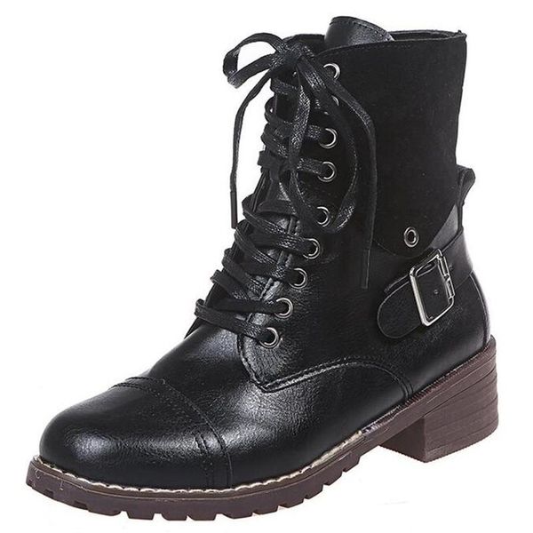 

boots plus size women's winter fashion thick heel lace-up bottom women snow casual platform riding womens shoes, Black