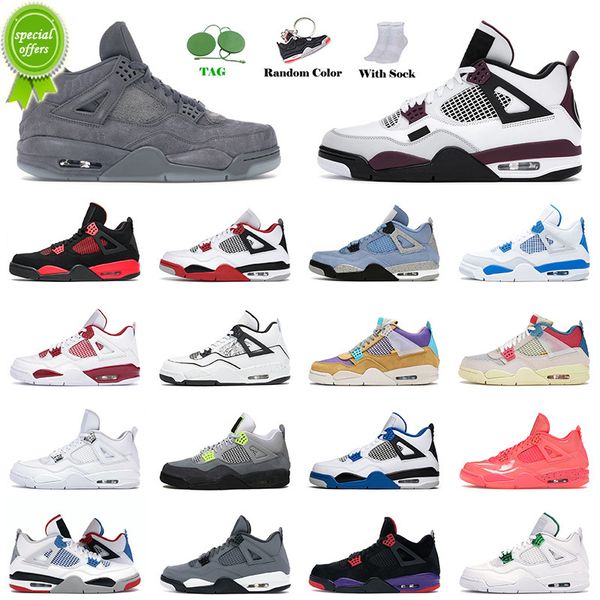 

2022 basketball shoes 4 4s kaws grey black cat bred taupe haze white cement mens womens sneakers sports 36-47
