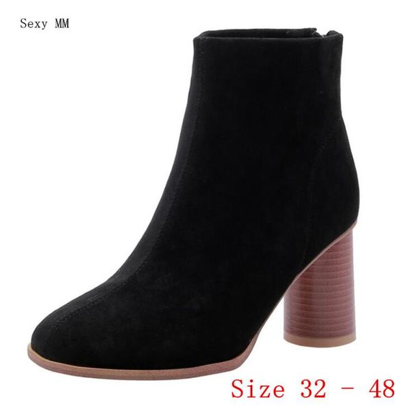 

boots spring autumn high heels women ankle heel shoes woman short small plus size 32 - 48, Black