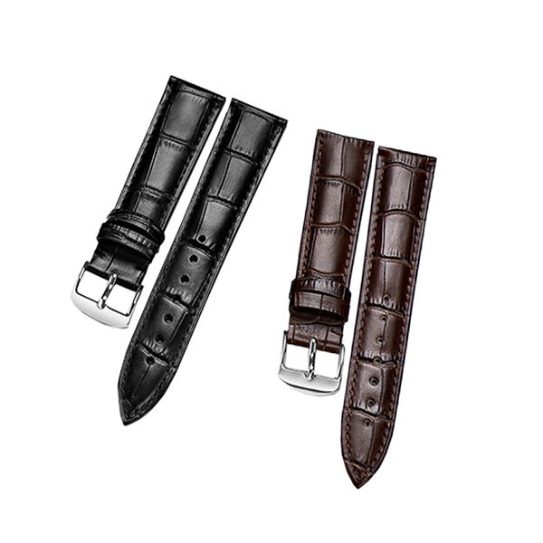 

watch bands spanish women's men's black leather strap 16mm 19mm 20mm 21mm 22mm brown metal pin buckle manufacturer, Black;brown