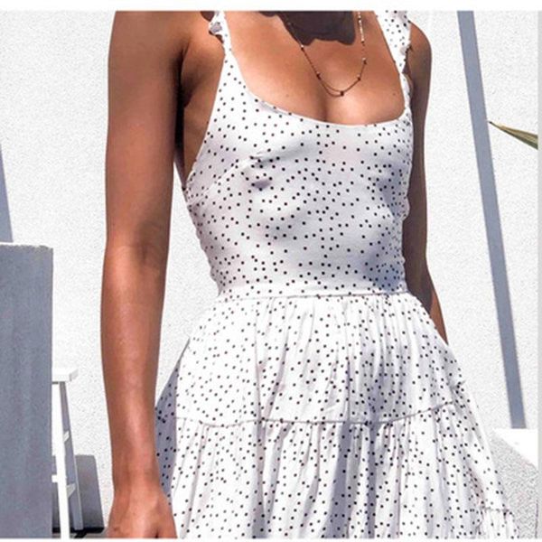 

casual dresses backless dost dress for women spaghetti strap summer 2021 strapless off shoulder ruffle sleeveless a-line, Black;gray