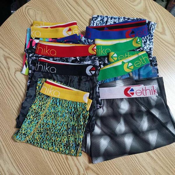 

color random promotion styles ethika men's boxer underwear sports hiphop rock excise underpants for mens male shorts boxer quick d, Black;white