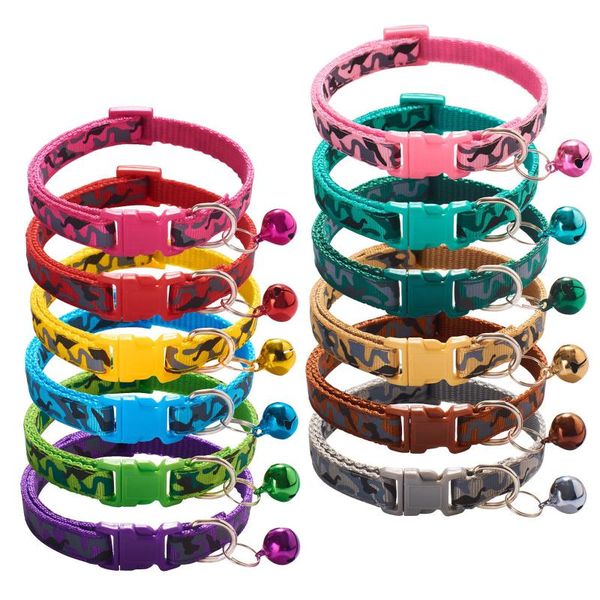 

dog collars & leashes beautiful cats collar polyester camouflage adjustable with bell for pet supplies animal goods 2021 , 1 piece