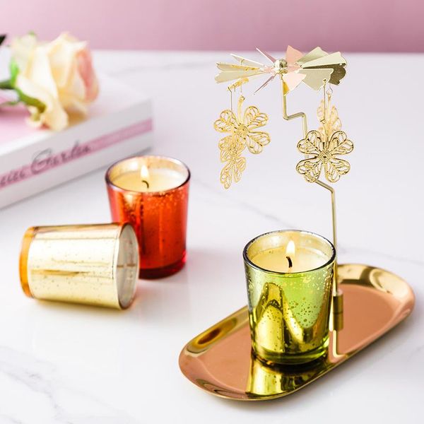 

spinning candlestick rotary light candle holder carousel metal home decors p7ding