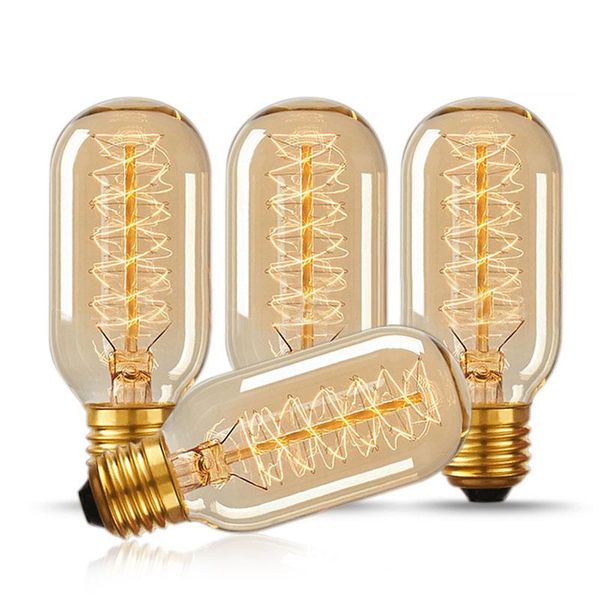 

bulbs e27 220v 40w light bulb t45 retro edison teardrop spiral filament