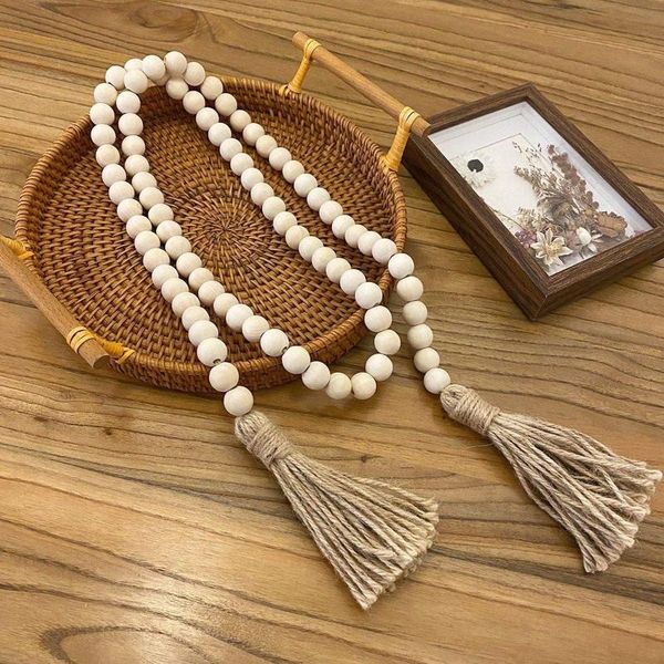 

decorative objects & figurines fashion bohemian style tassel natural wood bead garland large wall hanging decoration farmhouse garden outdoo